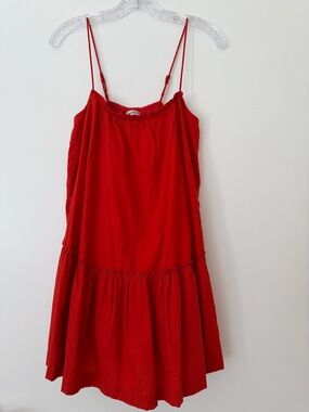 Abercrombie & Fitch Red Tiered Summer Mini Dress Medium Petite